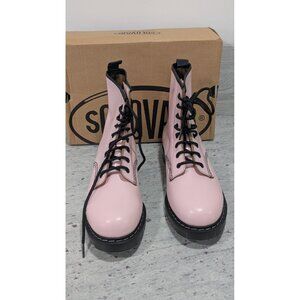 💗 Solovair Classic 8-Eye Derby Boots – Pink Hi-Shine | US 10 💗